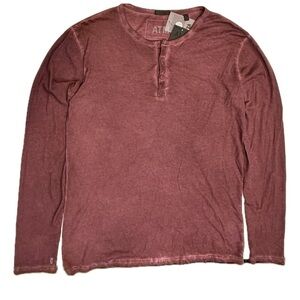 ATM X Bloomingdale’s Slub Jersey Dest. Wash Henley Sangria Small NWT